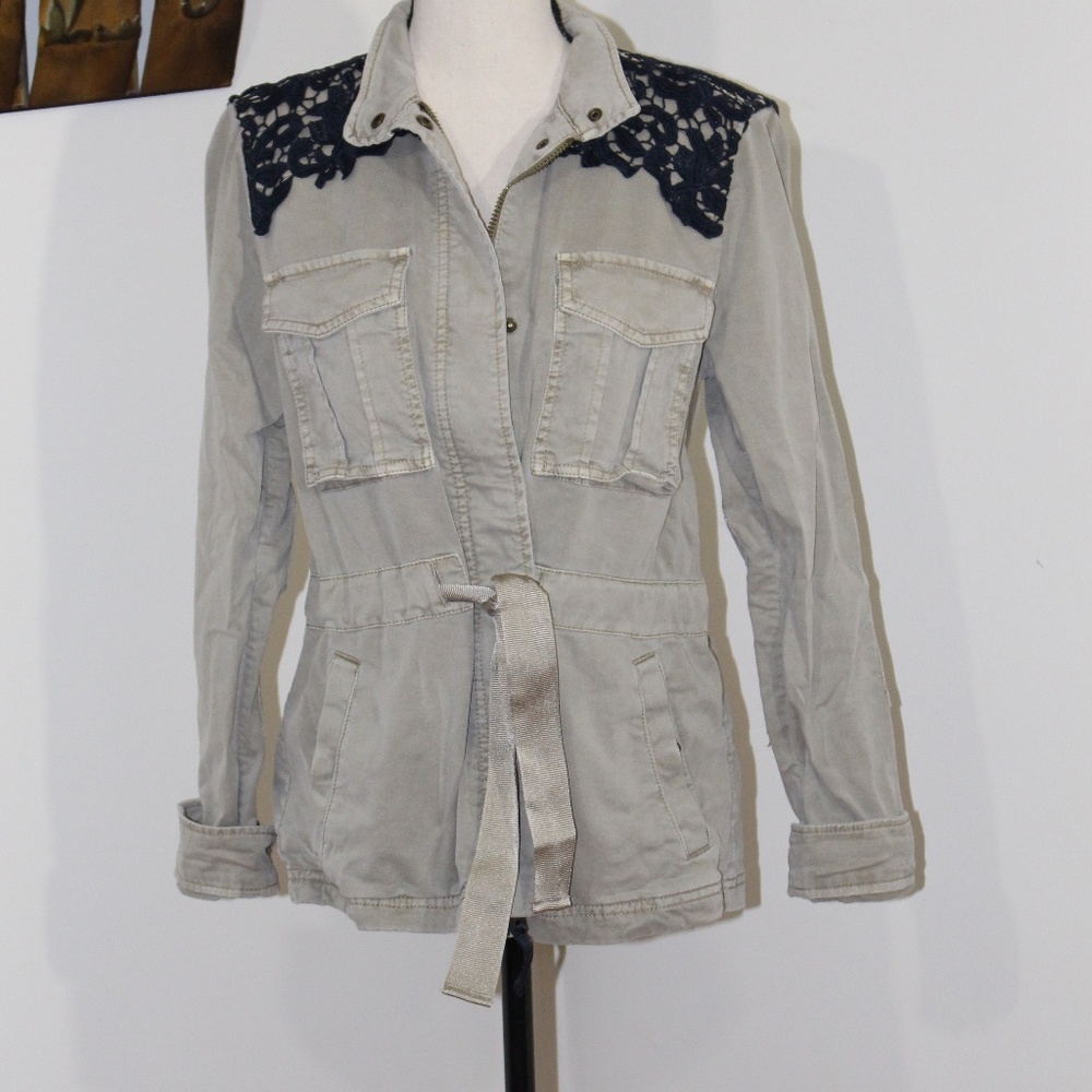 Gap, Lace appliqué Utility Jacket Khaki and blue